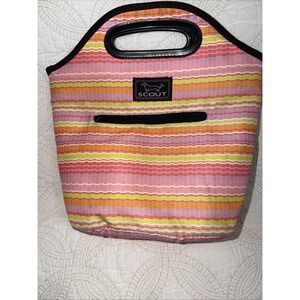 Scout Nooner Insulated Lunch Bag Purse Summer Striped Zippered Front Pouch